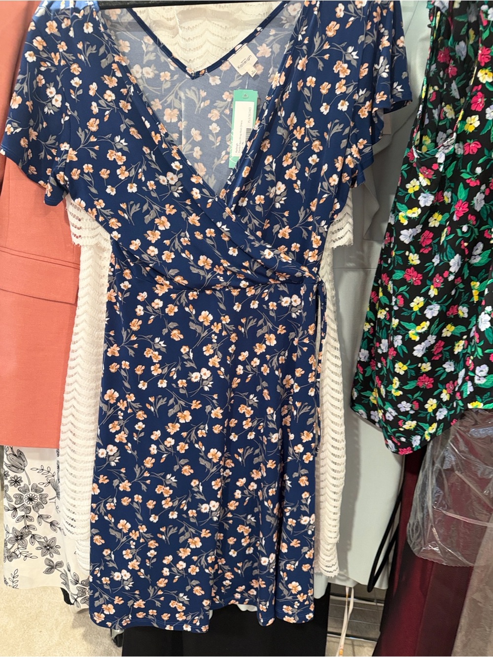 Kaileigh Navy Floral Midi Wrap Dress